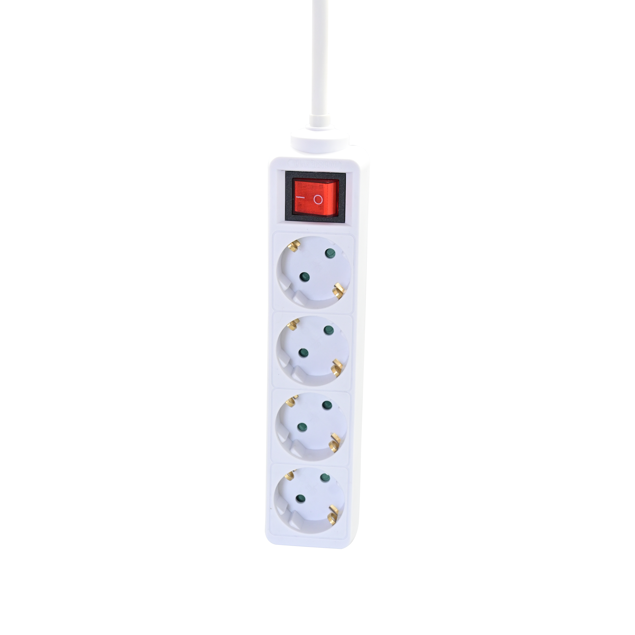 Steckdosenleiste 4-fach mit beleuchtetem Schalter - 16A - 3680W - 300cm - weiß