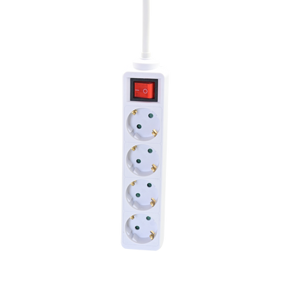 Steckdosenleiste 4-fach mit beleuchtetem Schalter - 16A - 3680W - 300cm - weiß