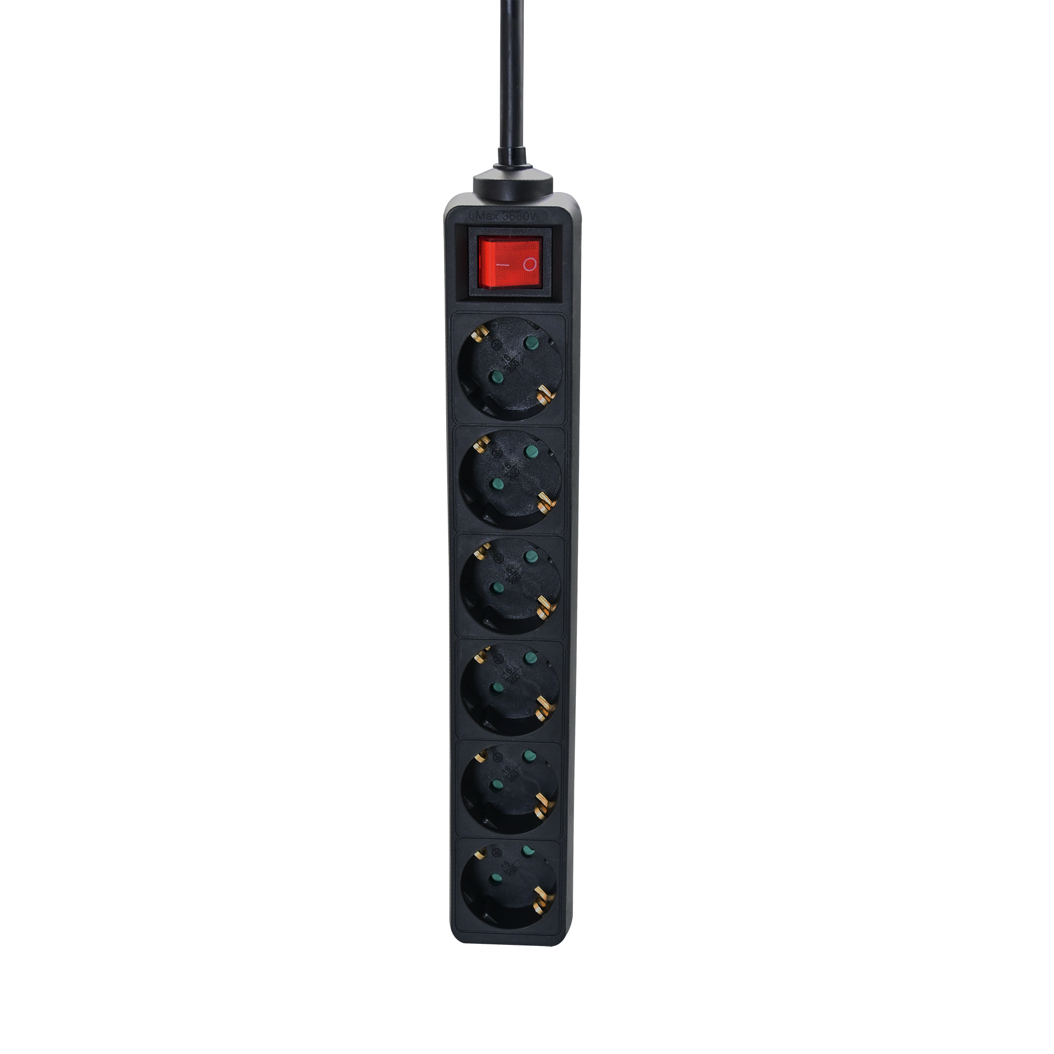 Steckdosenleiste 6-fach mit beleuchtetem Schalter - 16A - 3680W - 150cm - schwarz