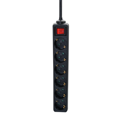 Steckdosenleiste 6-fach mit beleuchtetem Schalter - 16A - 3680W - 150cm - schwarz