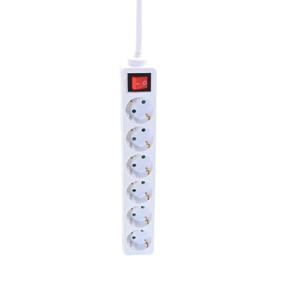 Steckdosenleiste 6-fach mit beleuchtetem Schalter - 16A - 3680W - 150cm - weiß