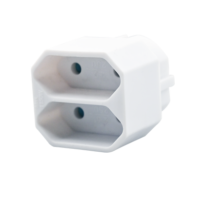 Steckdosenadapter 2-fach - 1 x Schukostecker auf 2 x Eurobuchse - 16 A - 3680 W - weiß