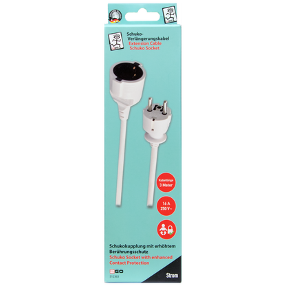 Schuko-Verlängerung - 16 A - 3680 W - 300 cm - weiß - Verpackung