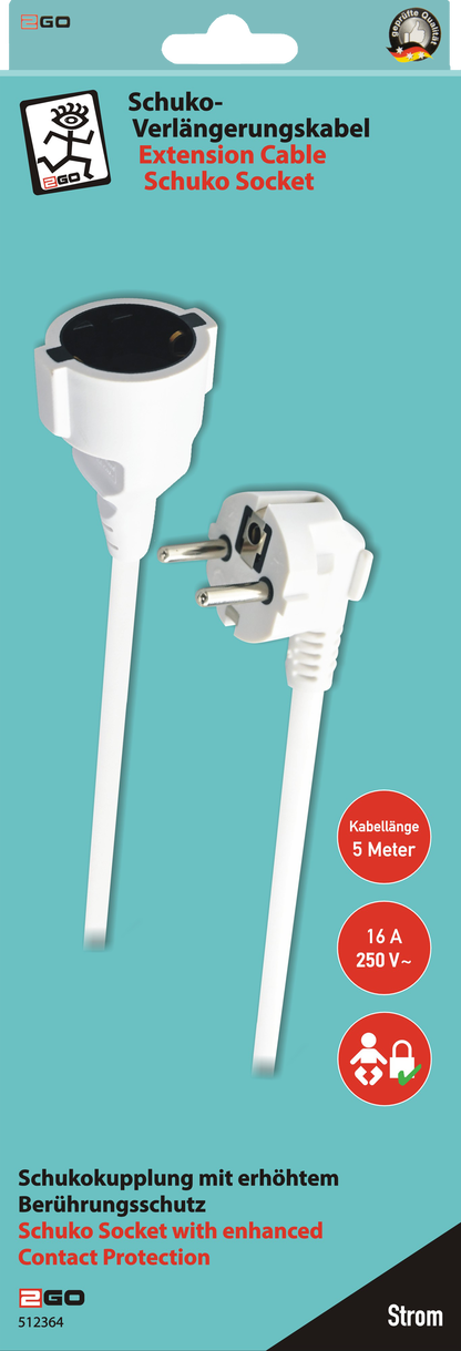 Schuko-Verlängerung mit Winkelstecker