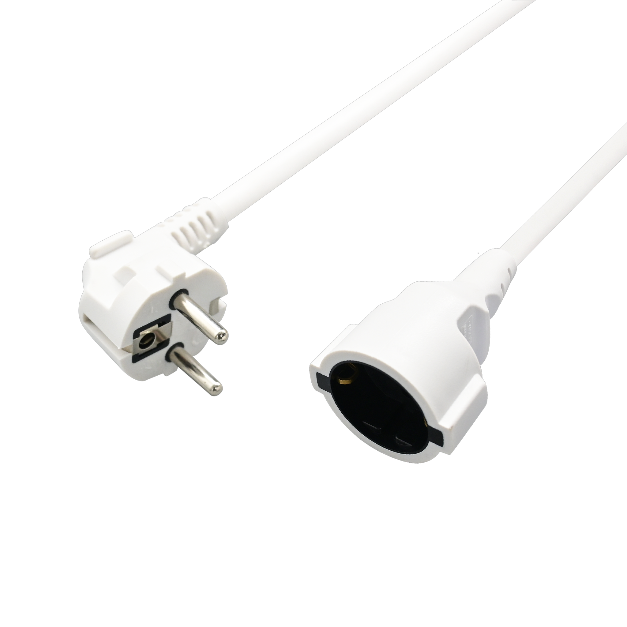 Schuko-Verlängerung mit Winkelstecker – 16A - 3680W - 500cm - weiß