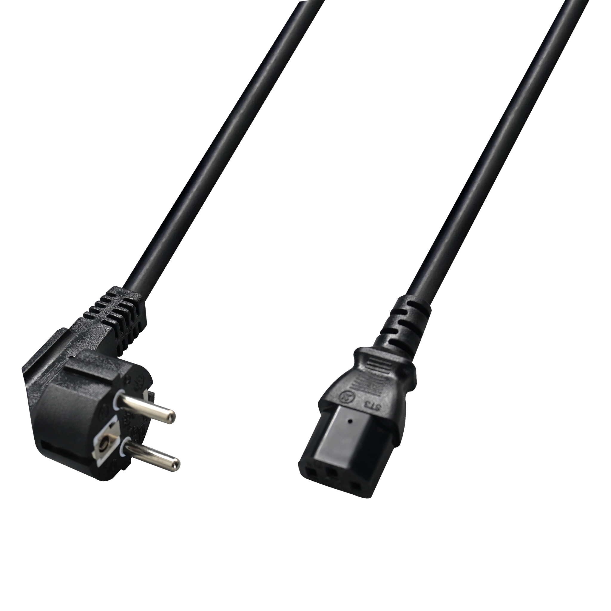 Kaltgeräte-Netzkabel - C13-Stecker auf Schuko-Stecker - 10A - 2500W - 200cm - schwarz