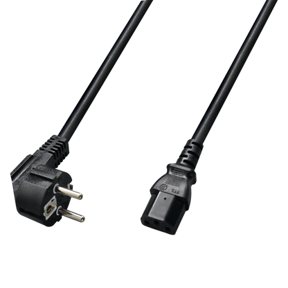 Kaltgeräte-Netzkabel - C13-Stecker auf Schuko-Stecker - 10A - 2500W - 200cm - schwarz