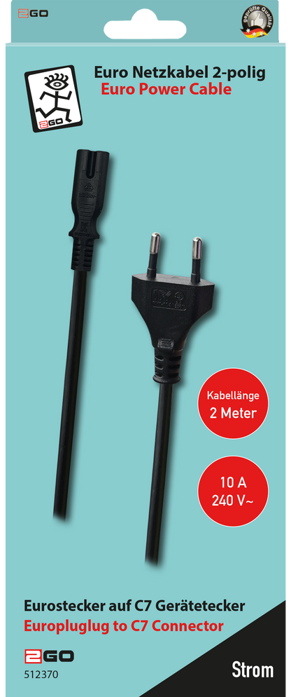 Euro-Netzkabel 2-polig