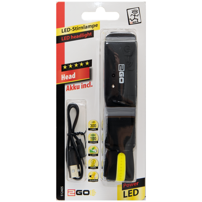 LED Stirnlampe - Lichtband - LED-Spot - größenverstellbar - schwarz - Verpackung