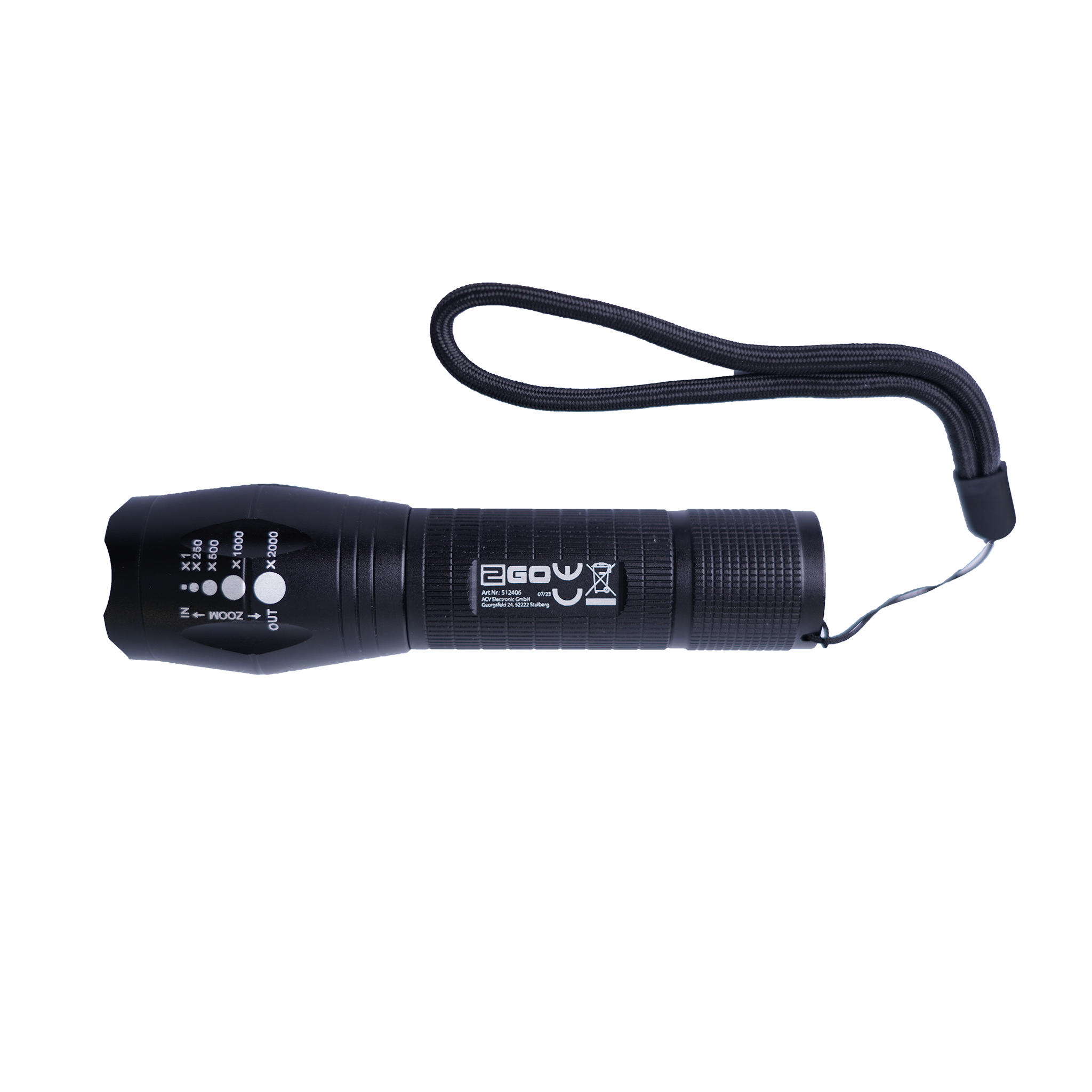 Taschenlampe "Travel" - Aluminium-Gehäuse - 380 Lumen - 300 m Reichweite - zoombar - 3 Modi - schwarz
