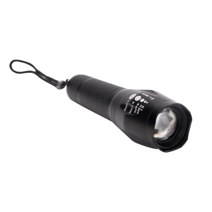 Taschenlampe "Travel" - Aluminium-Gehäuse - 380 Lumen - 300 m Reichweite - zoombar - 3 Modi - schwarz
