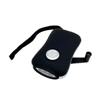 Taschenlampe "Dynamo" - 3 LEDs - 10 Lumen - Li-Ion Akku - Handkurbel - schwarz