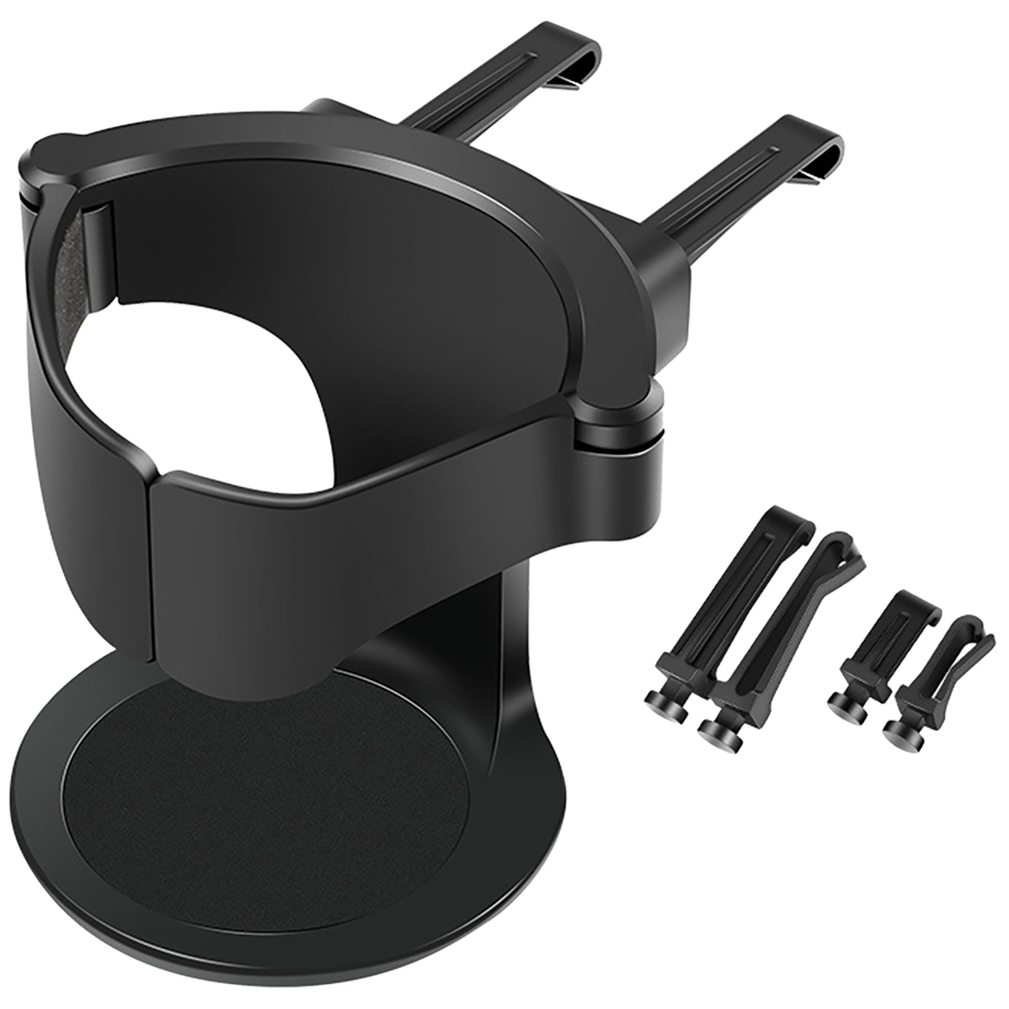 Getränke-Halter - für die Lüftung - 5,5 cm bis 8,0 cm Durchmesser - Anti-Rutsch-Pads - schwarz