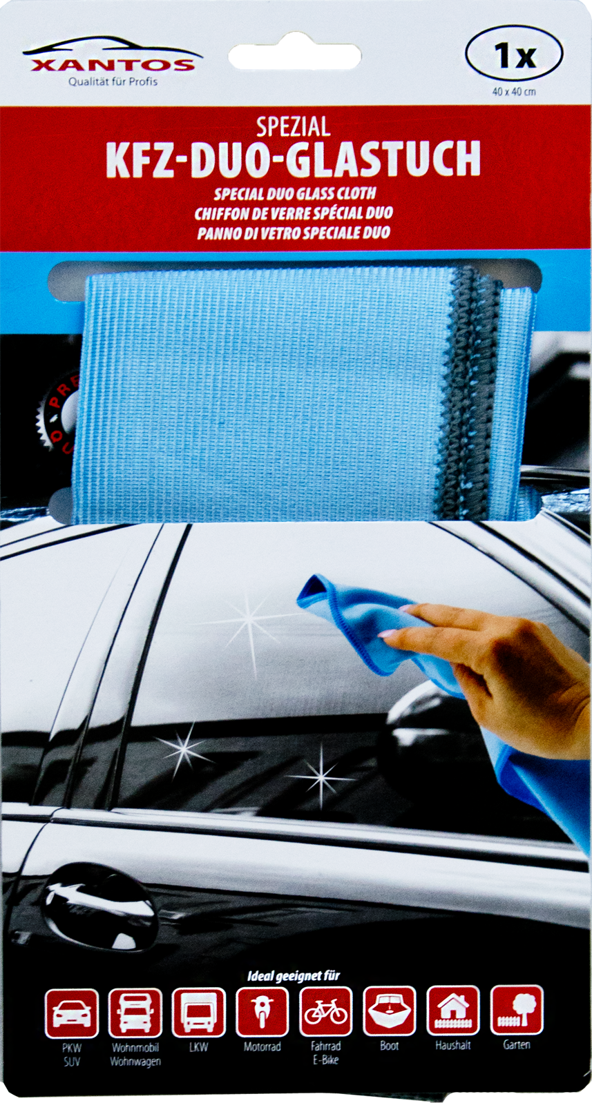 DUO-Glasreinigungstuch blau