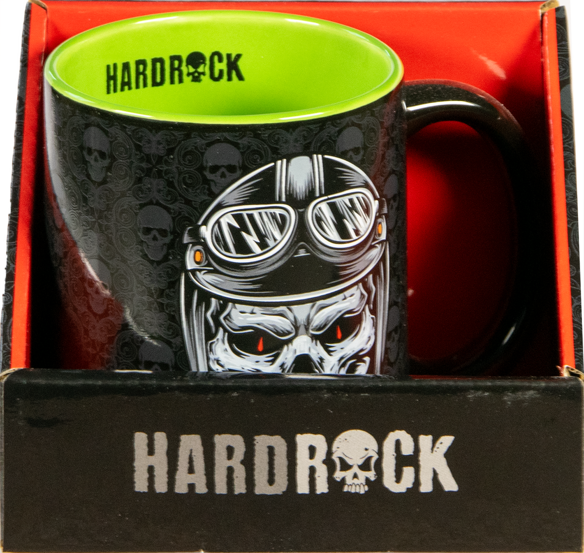 Keramiktasse – HardRock, Motiv „Helm mit Brille“
