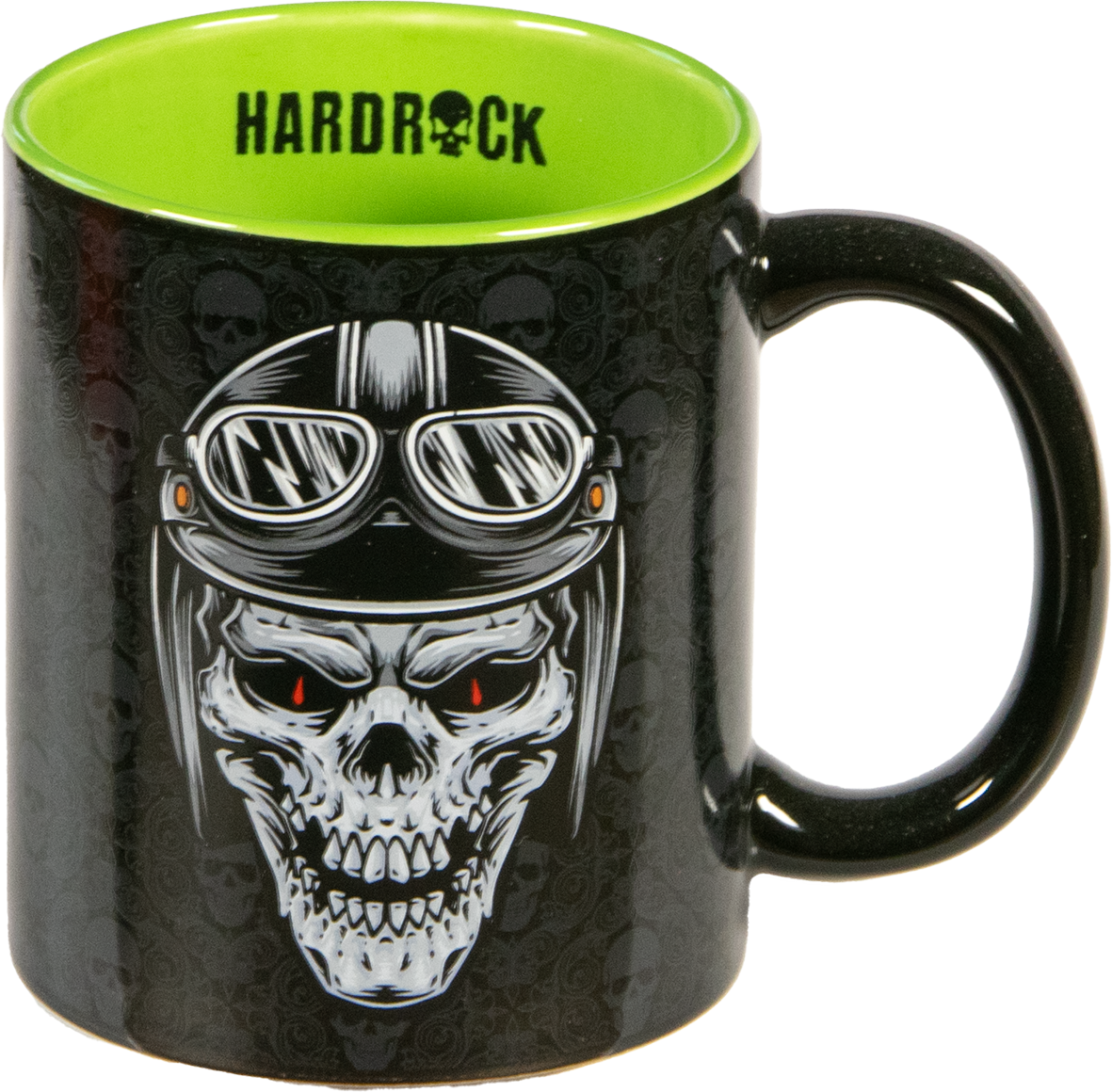 Keramiktasse – HardRock, Motiv „Helm mit Brille“