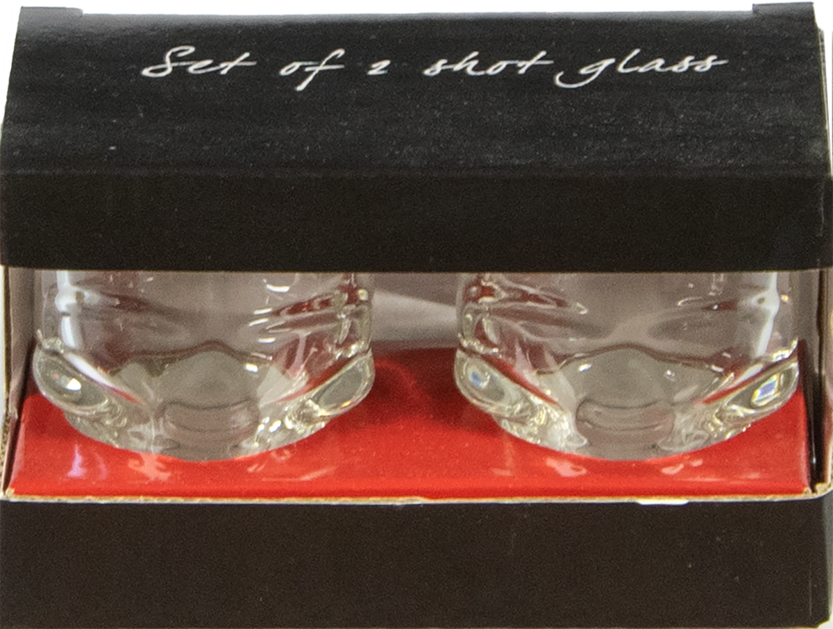Schnapsglas aus Glas – 2er-Set – Totenkopfform – HardRock