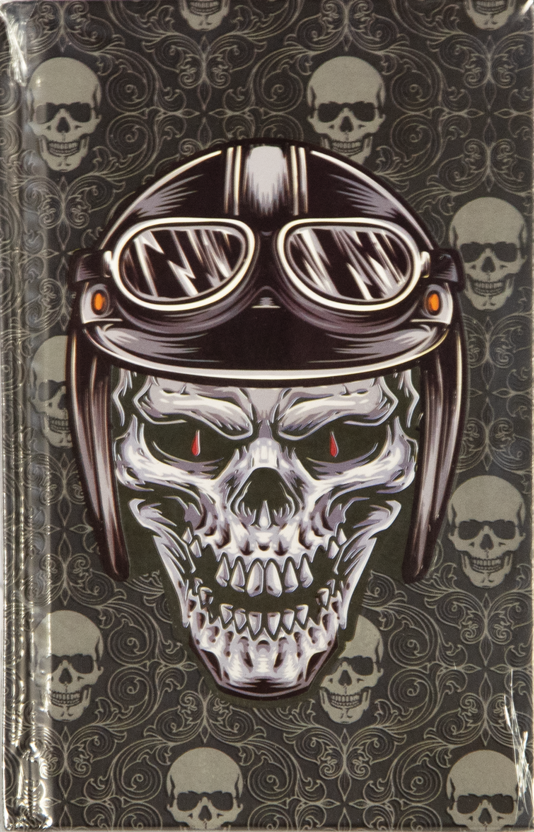 Notizbuch DIN A6 – HardRock, Motiv „Helm mit Brille“
