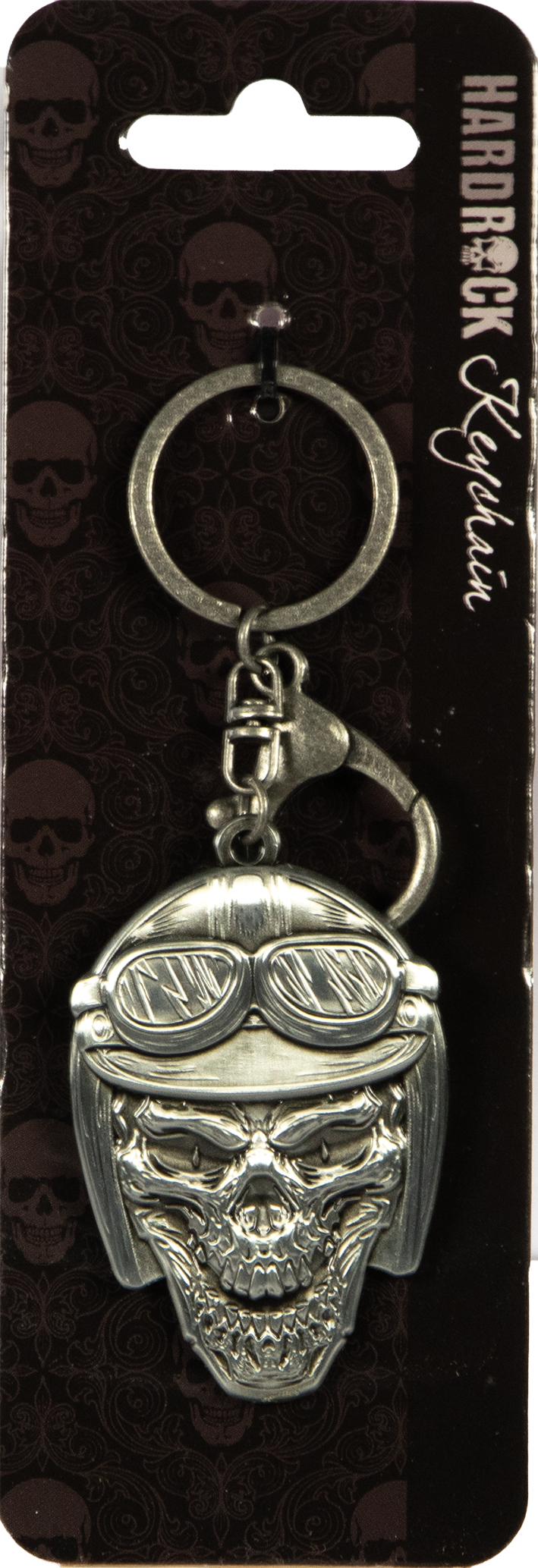 Metall-Schlüsselanhänger – HardRock, Motiv „Helm mit Brille“