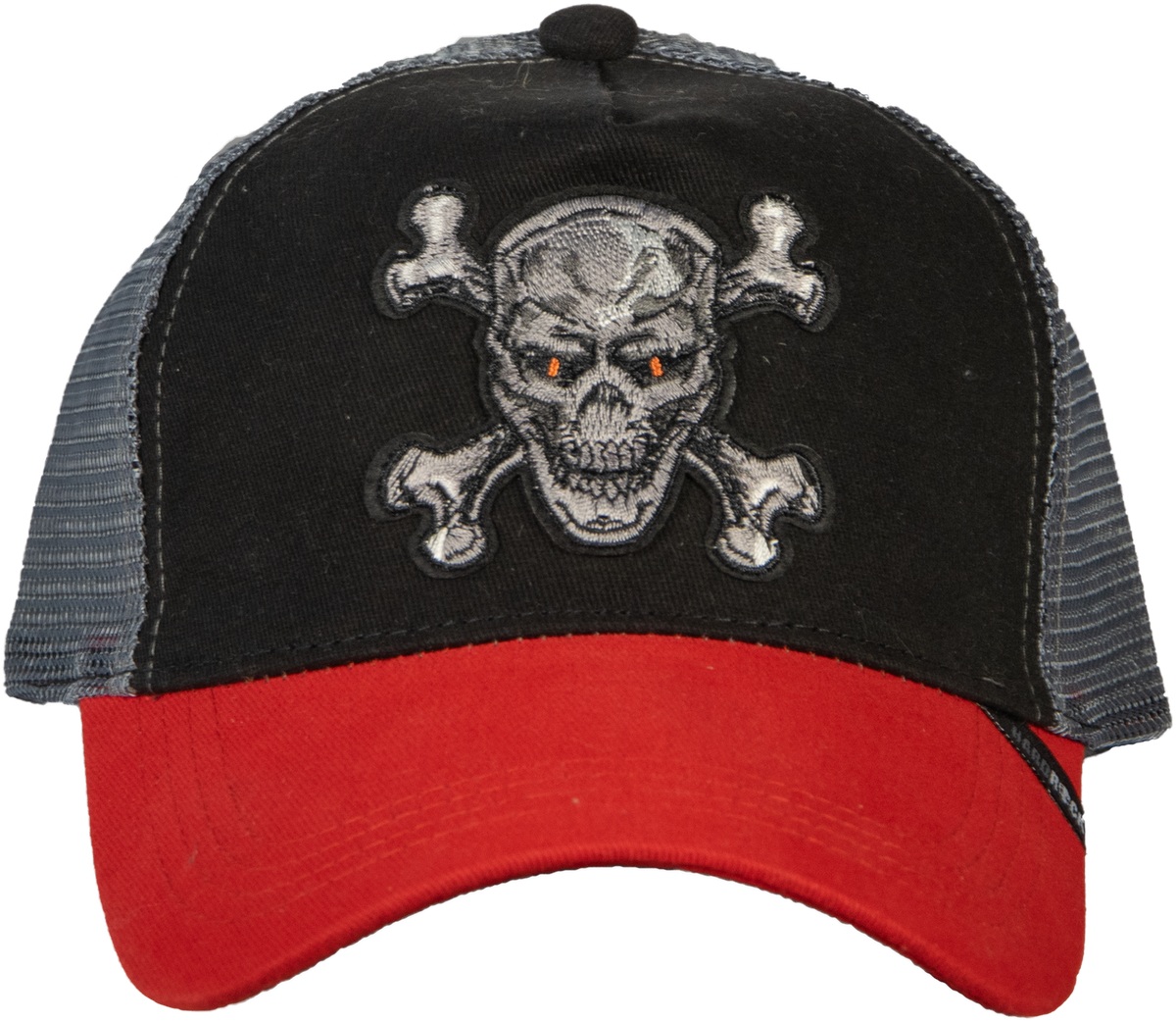 Trucker Cap mit Netzeinsatz – größenverstellbar – HardRock, Motiv „Knochen“