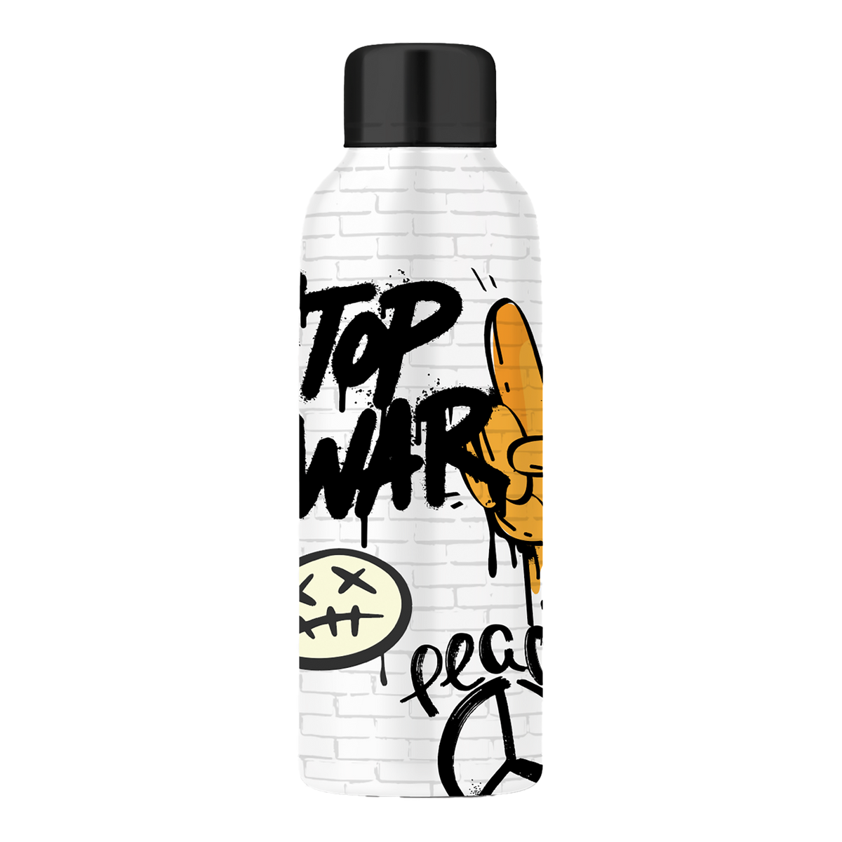 Trink-/Wasserflasche aus Metall mit Schraubverschluss – 540 ml – Street Legends, Motiv „Stop War“