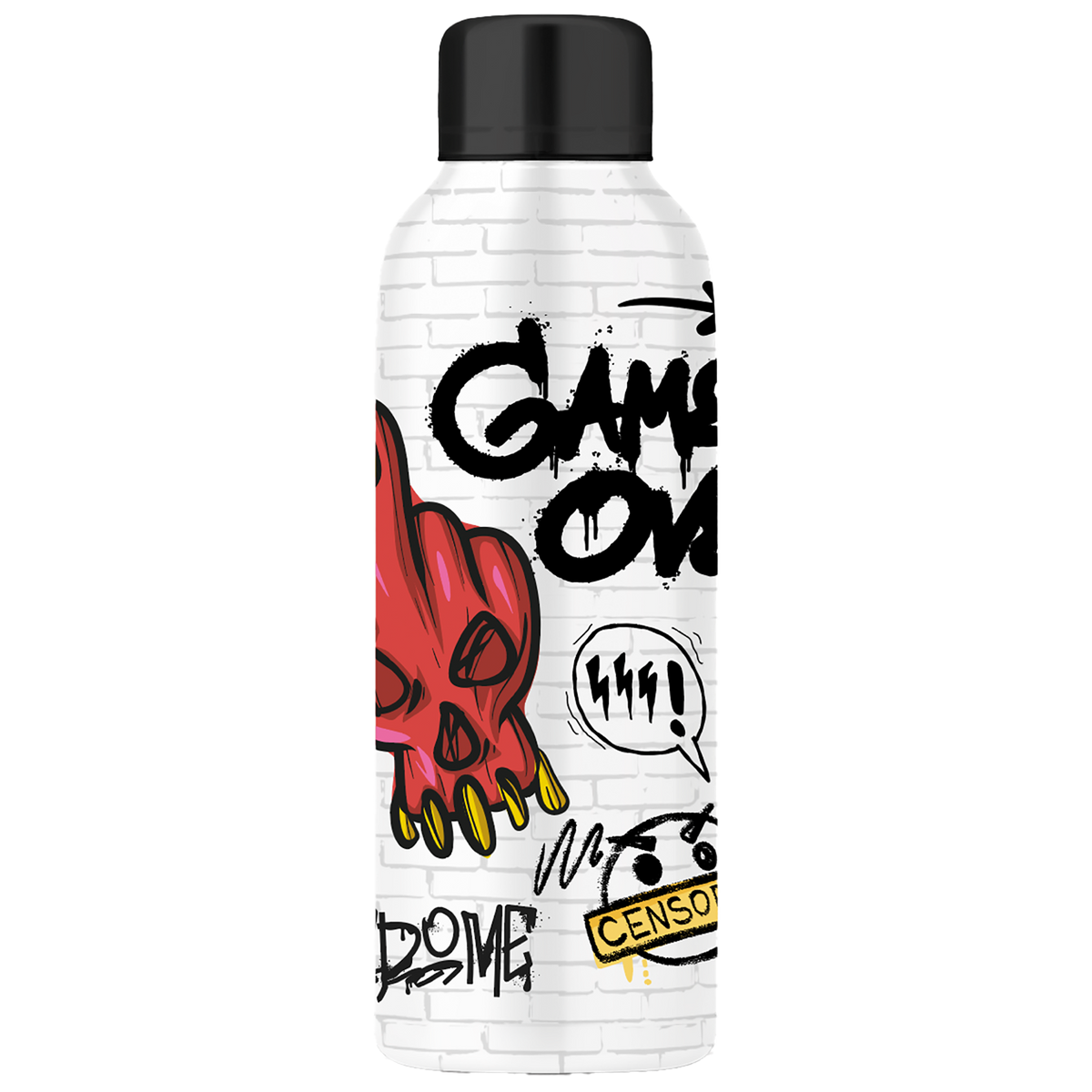 Trink-/Wasserflasche aus Metall mit Schraubverschluss – 540 ml – Street Legends, Motiv „Game Over“
