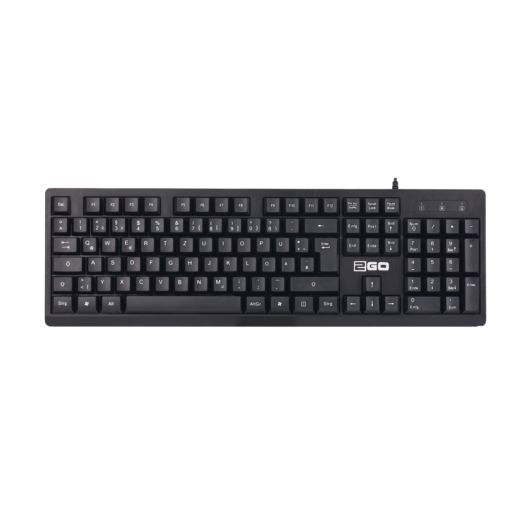 USB-Tastatur - kabelgebunden - 105 Tasten - QWERTZ - 135 cm Kabellänge - schwarz