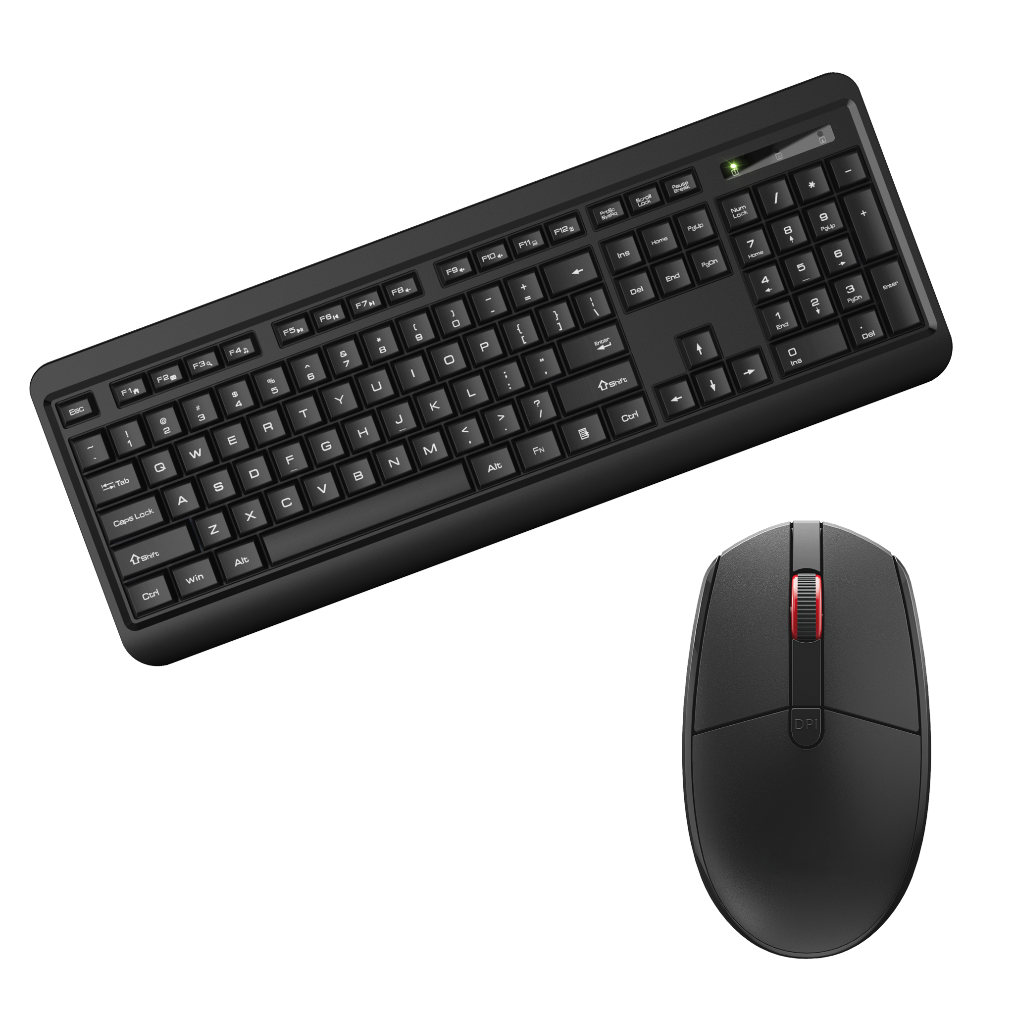 Funk-Set 2,4 GHz schwarz - Tastatur - 105 Tasten - QWERTZ & Maus - 4D - 1600 DPI