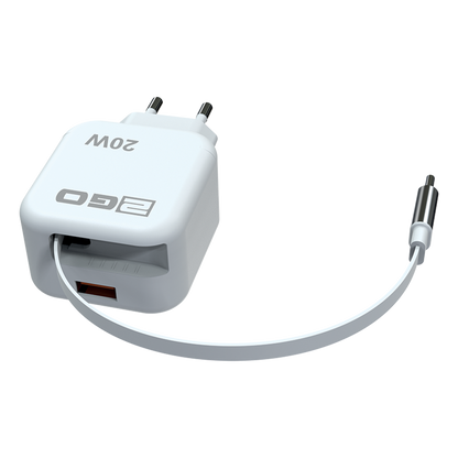 Thekendisplay - USB Type-C - Netz- & Kfz-Schnell-Ladegeräte mit ausziehbaren Kabeln - je 4 Stück
