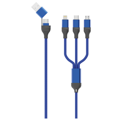 All in One USB Ladekabel - USB A / USB Type-C auf Micro-USB / 8-Pin (Lightning) / USB Type-C - 120 cm - diverse Farben (auf Kartonkarte)