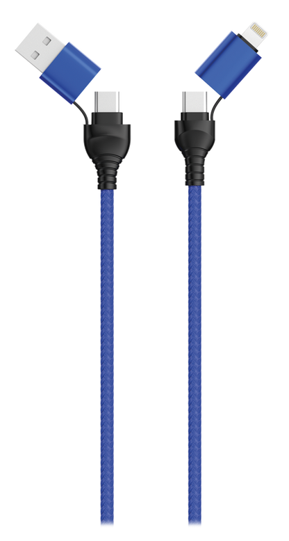 4 in 1 USB Datenkabel - USB A / USB Type-C <-> Apple 8-Pin (Lightning) / USB Type-C - 120 cm - diverse Farben