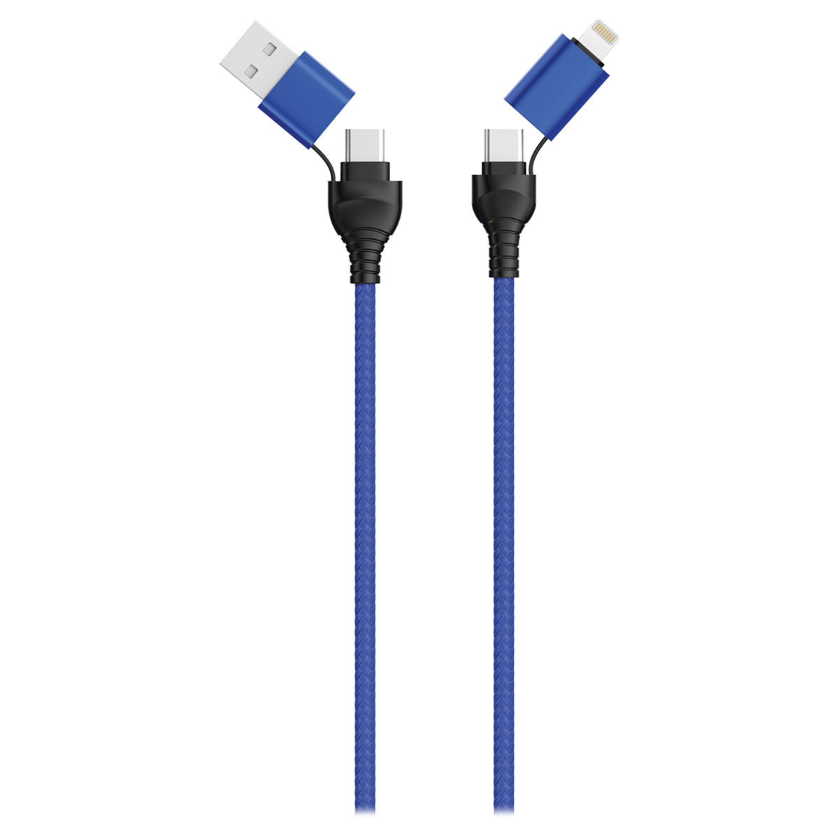Ready2Sell Strip USB A / USB Type-C Multi-Ladekabel - Nylonummantelung - rot & blau & schwarz - 12 Stück