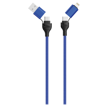 Ready2Sell Strip USB A / USB Type-C Multi-Ladekabel - Nylonummantelung - rot & blau & schwarz - 12 Stück