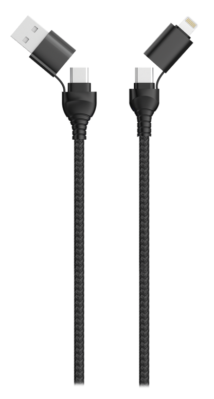 4 in 1 USB Datenkabel - USB A / USB Type-C <-> Apple 8-Pin (Lightning) / USB Type-C - 120 cm - diverse Farben