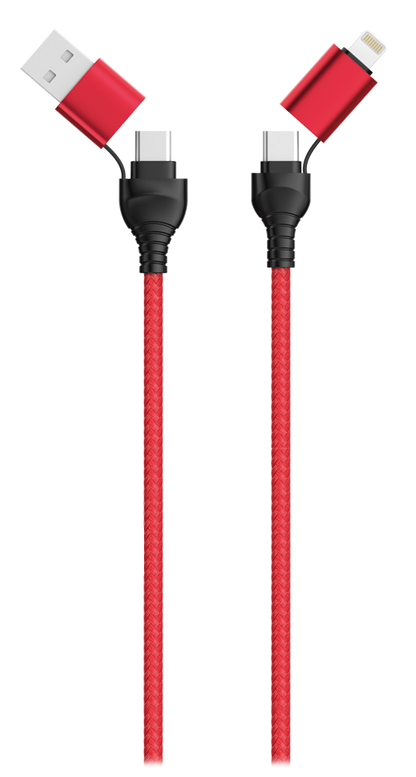 4 in 1 USB Datenkabel - USB A / USB Type-C <-> Apple 8-Pin (Lightning) / USB Type-C - 120 cm - diverse Farben