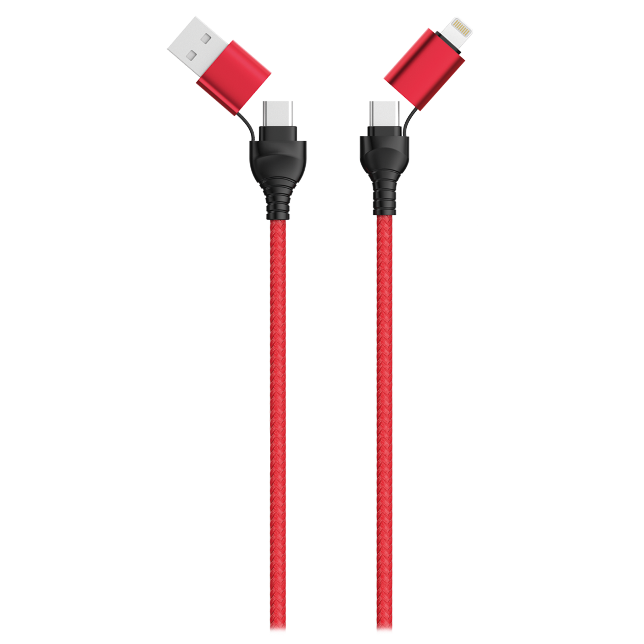 Ready2Sell Strip USB A / USB Type-C Multi-Ladekabel - Nylonummantelung - rot & blau & schwarz - 12 Stück