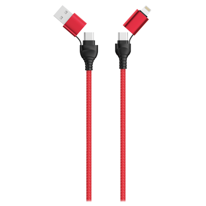 Ready2Sell Strip USB A / USB Type-C Multi-Ladekabel - Nylonummantelung - rot & blau & schwarz - 12 Stück