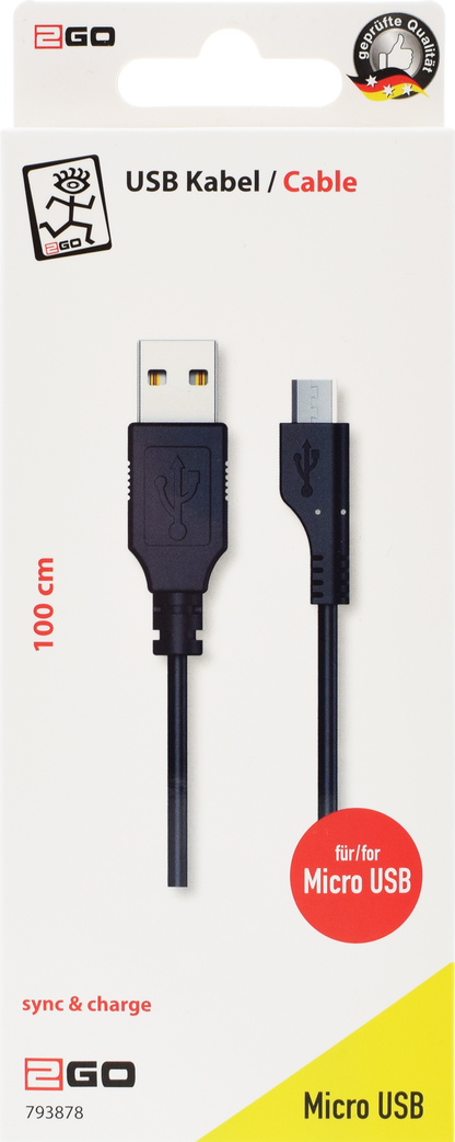 USB Datenkabel - USB A <-> Micro-USB - 100 cm - schwarz