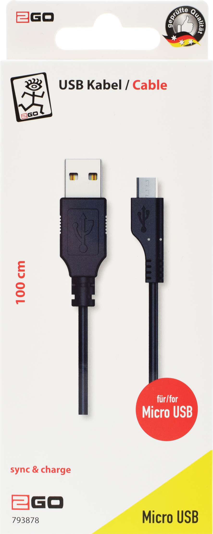 USB Datenkabel - USB A <-> Micro-USB - 100 cm - schwarz