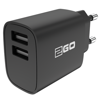 USB Netzladegerät 100 V - 240 V - 2 x USB A - 2100 mA - schwarz