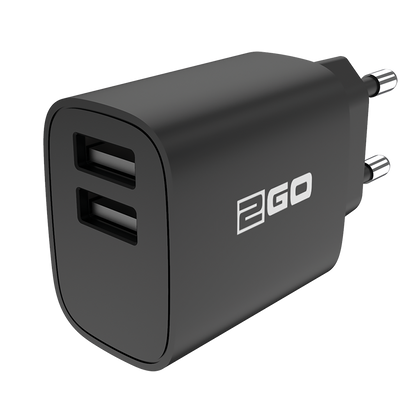 Netz-Ladegerät - 2 x USB A - 10 W - 2000 mA - schwarz