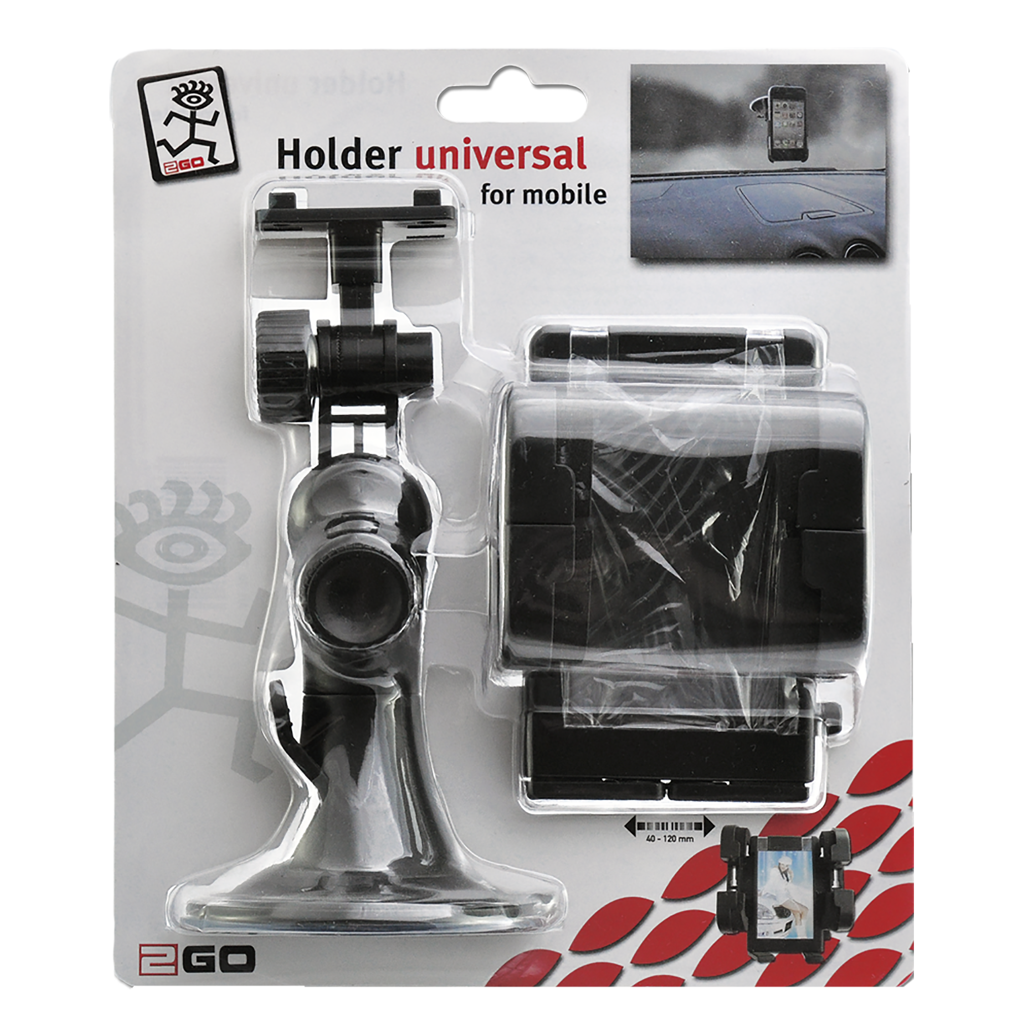 Halter "Classic" - verstellbare Haltebacken - personalisierbar - schwarz - Verpackung