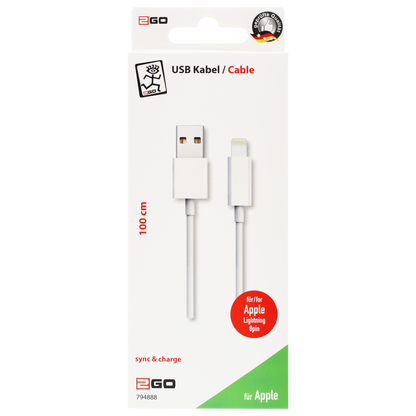 USB Datenkabel - USB A auf Lightning - 100 cm - weiß - Verpackung