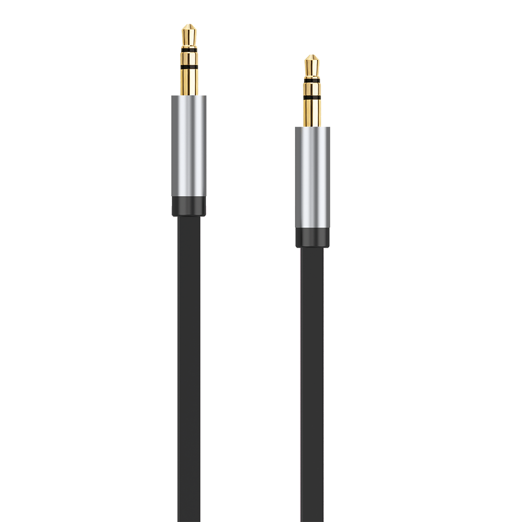 AUX-Audio-Kabel - Flachkabel - 3,5 mm Klinkenstecker auf 3,5 mm Klinkenstecker - vergoldete Stecker - 150 cm - schwarz