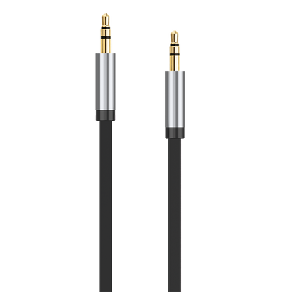 AUX-Audio-Kabel - Flachkabel - 3,5 mm Klinkenstecker auf 3,5 mm Klinkenstecker - vergoldete Stecker - 150 cm - schwarz