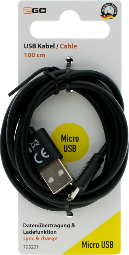 USB Datenkabel - USB A <-> Micro-USB - 100 cm - schwarz