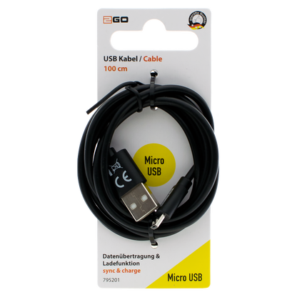 USB Datenkabel - USB A auf Micro-USB - 100 cm - schwarz - Verpackung