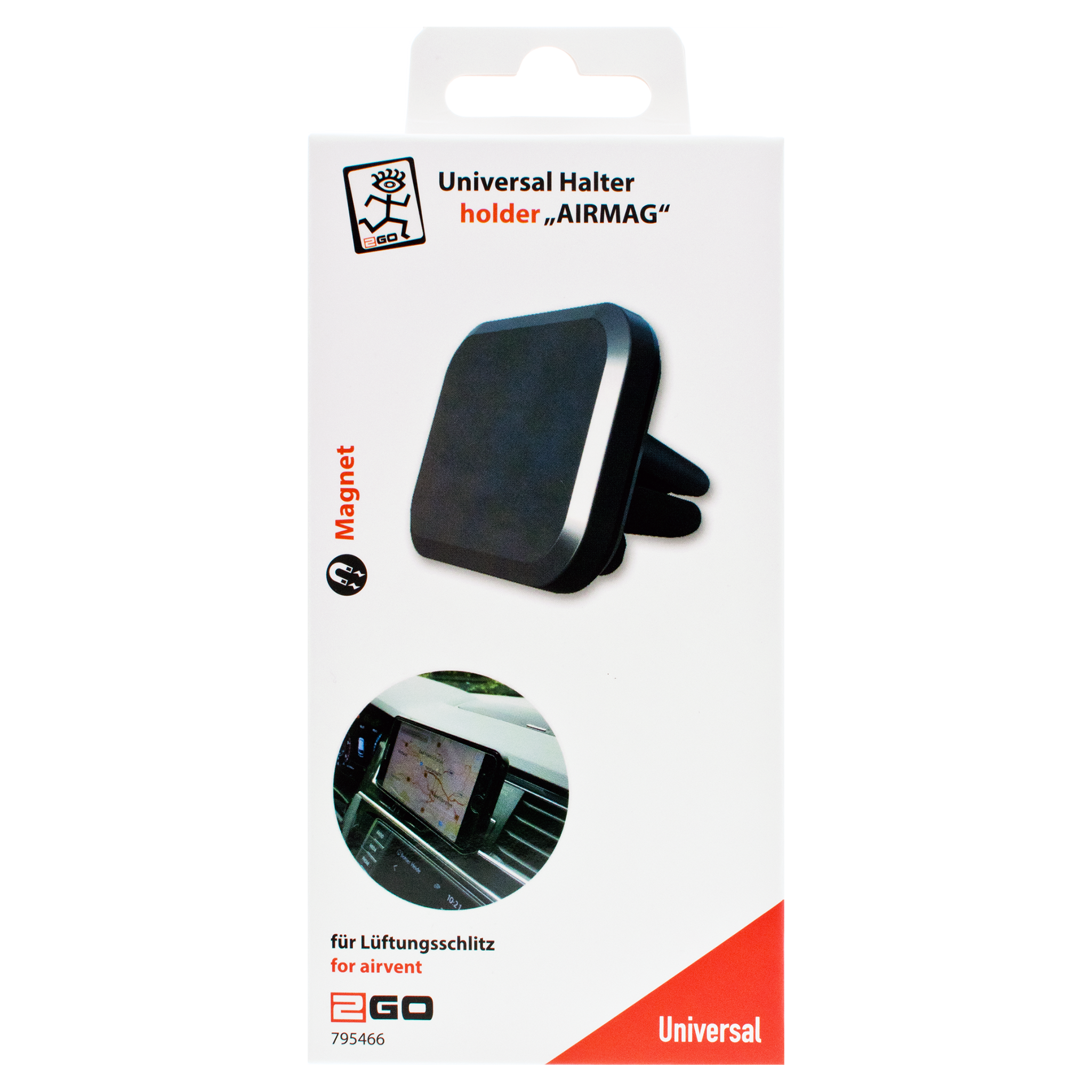 Universal Magnethalter "Airmag" - für die Kfz-Lüftung - 360° drehbar - Verpackung