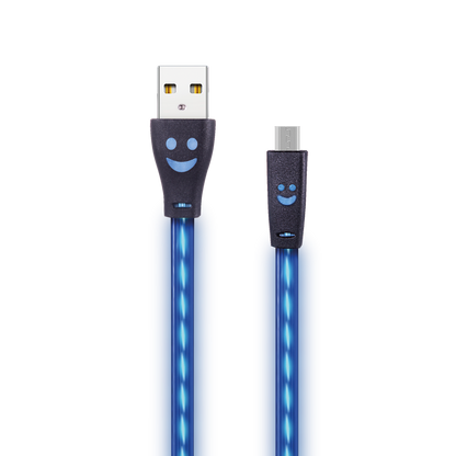 USB Datenkabel - USB A auf Micro-USB - 100 cm - transparent - LED blau