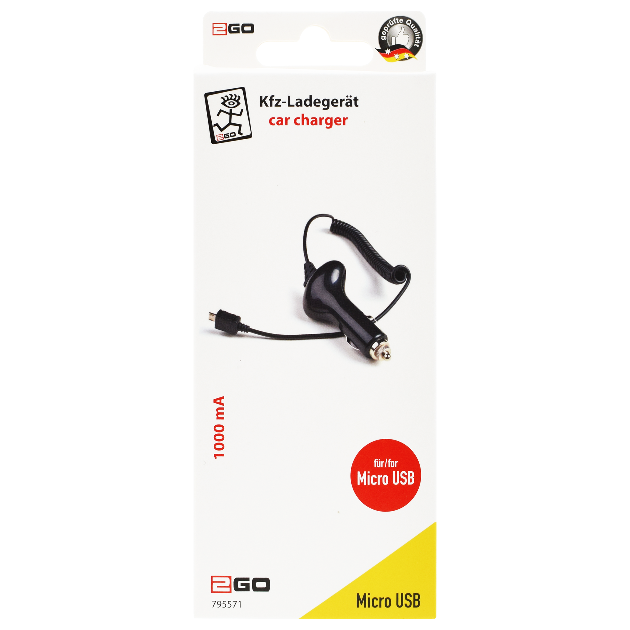Kfz-Ladegerät 12 V / 24 V - Micro-USB - 5 W - 1000 mA - schwarz